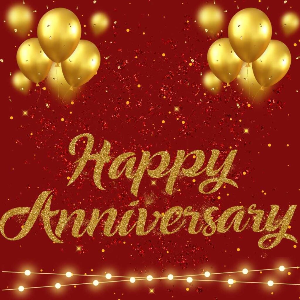 Happy-Anniversary-Red-glitter-background-with-golden-balloons-and-lights