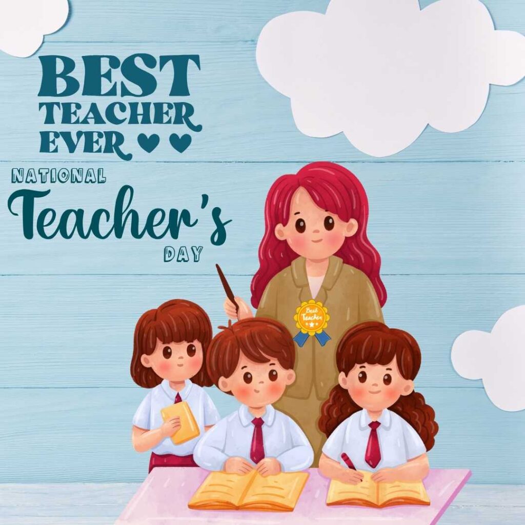 Happy-Teachers-Day-The-teacher-teaches-the-children-with-great-love