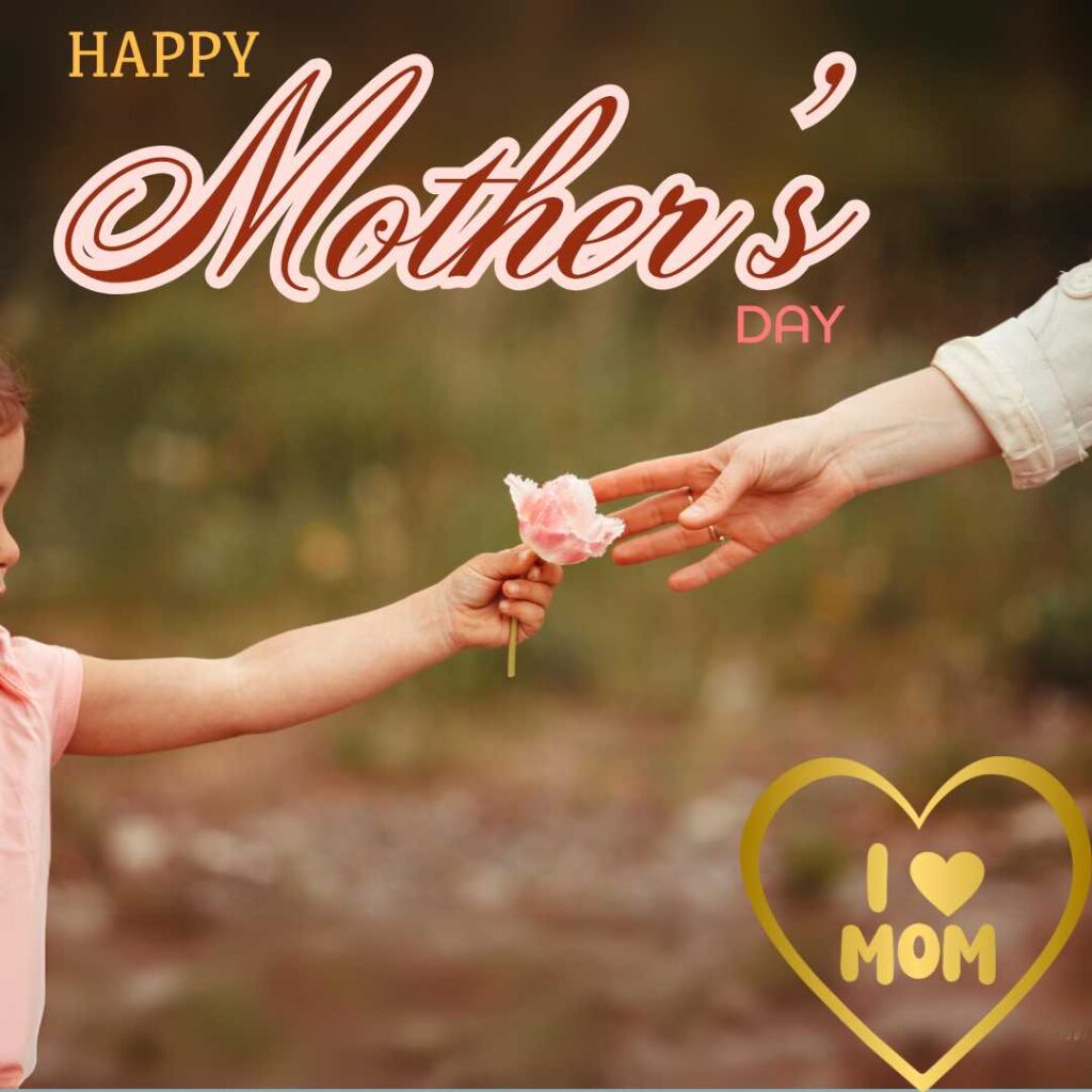 Happy-Mother's-Day-A-child-giving-flower-to-her-mother-on-Happy-Mother-Day