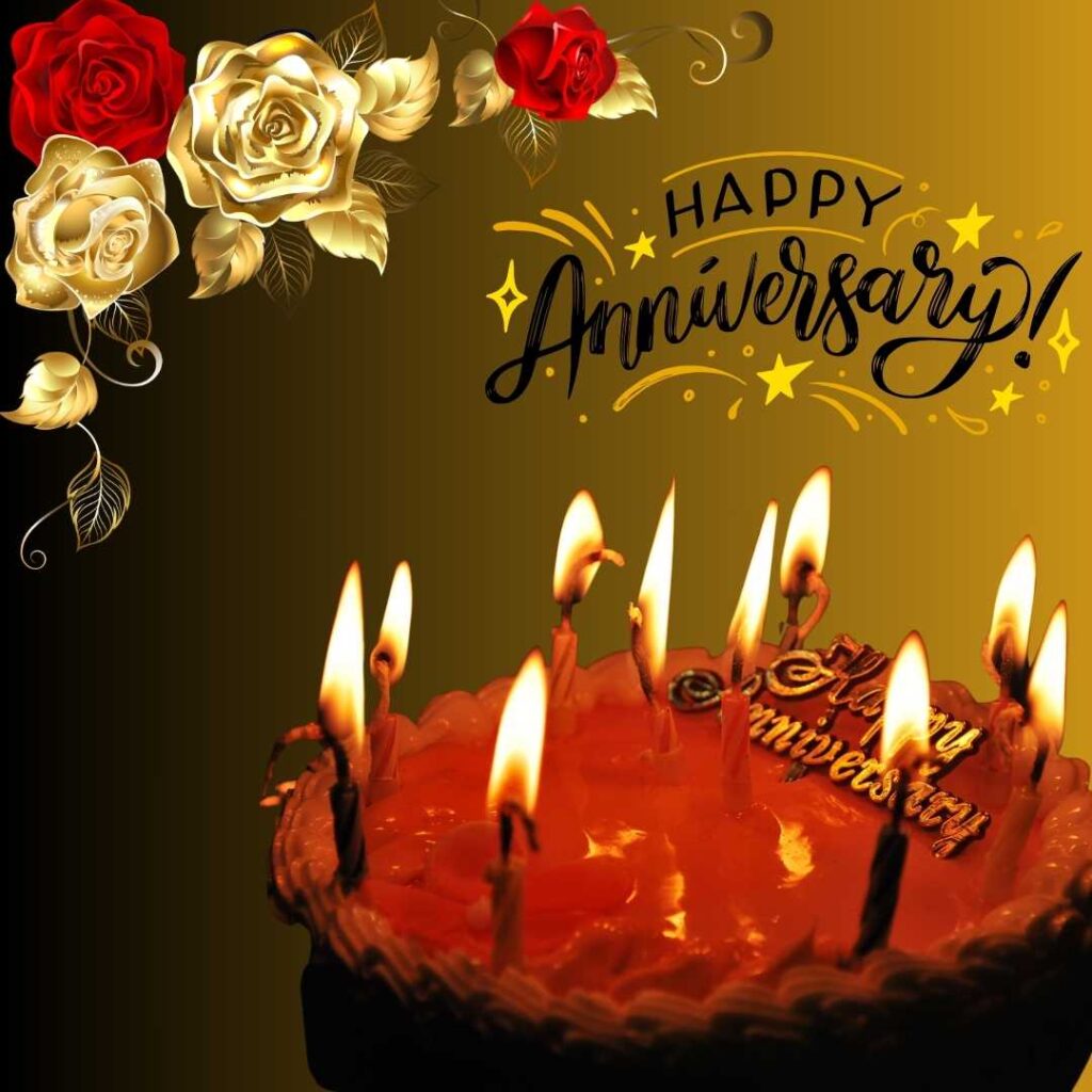 Happy-Anniversary-Burning-candles-on-red-cake-of-the-Anniversary