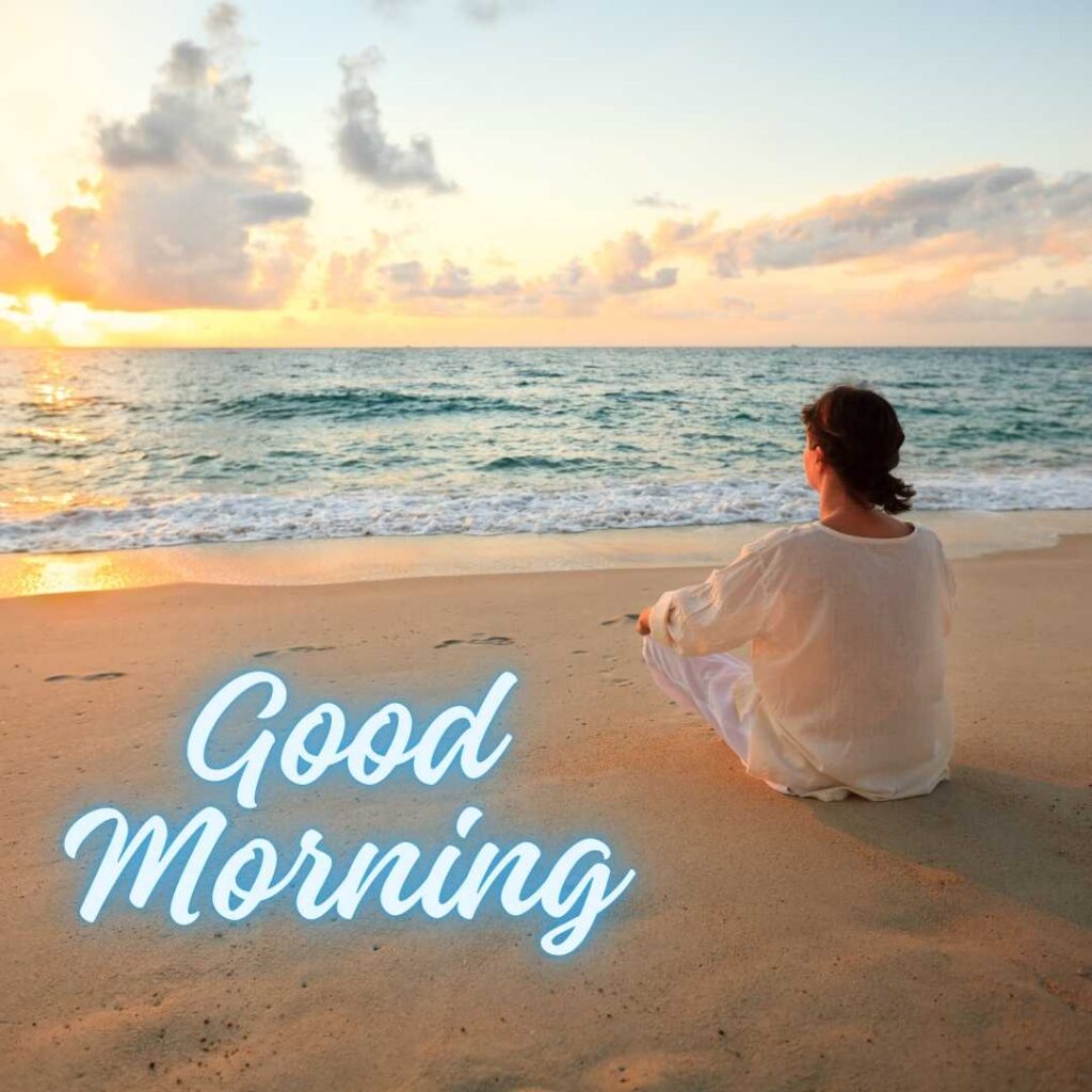 Good-Morning-A-lonely-girl-in-white-shirt-enjoying-the-morning-view-by-the-sea