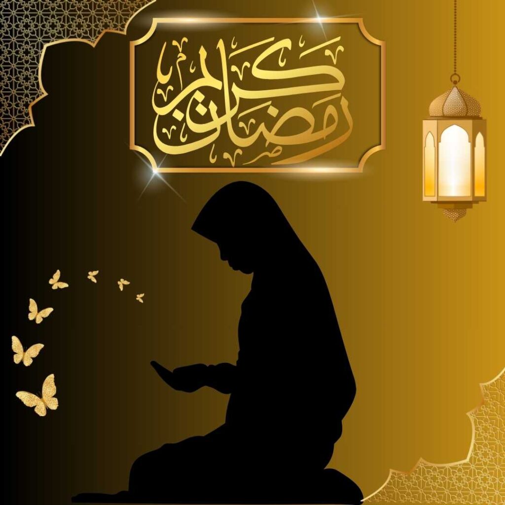 Ramadan-Mubarak-A-beautiful-girl-sitting-between-golden-nets-crying-to-Allah-in-Ramadan