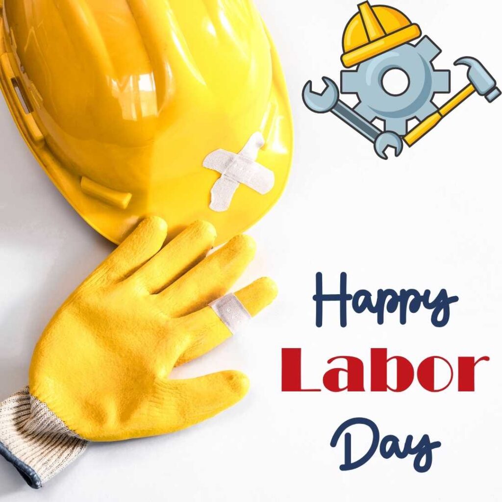 Happy-Labor-Day-Yellow-worker-hat-and-gloves-represent-the-difficulties-of-Labors