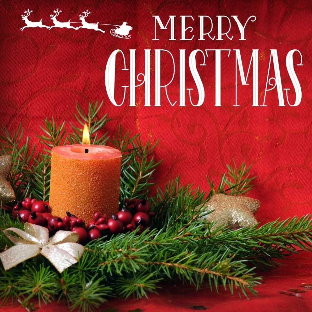 Merry-Christmas-A-Christmas-wish-with-beautiful-candle-and-red-Background