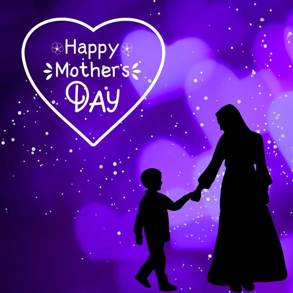 Happy-Mother's-Day-A-mother-holding-his-baby-hand-with-purple-background