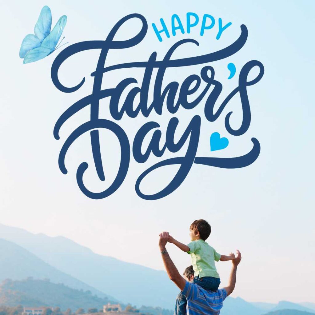 Happy-Father's-Day-A-father-is-taking-his-child-for-a-walk-on-his-shoulders